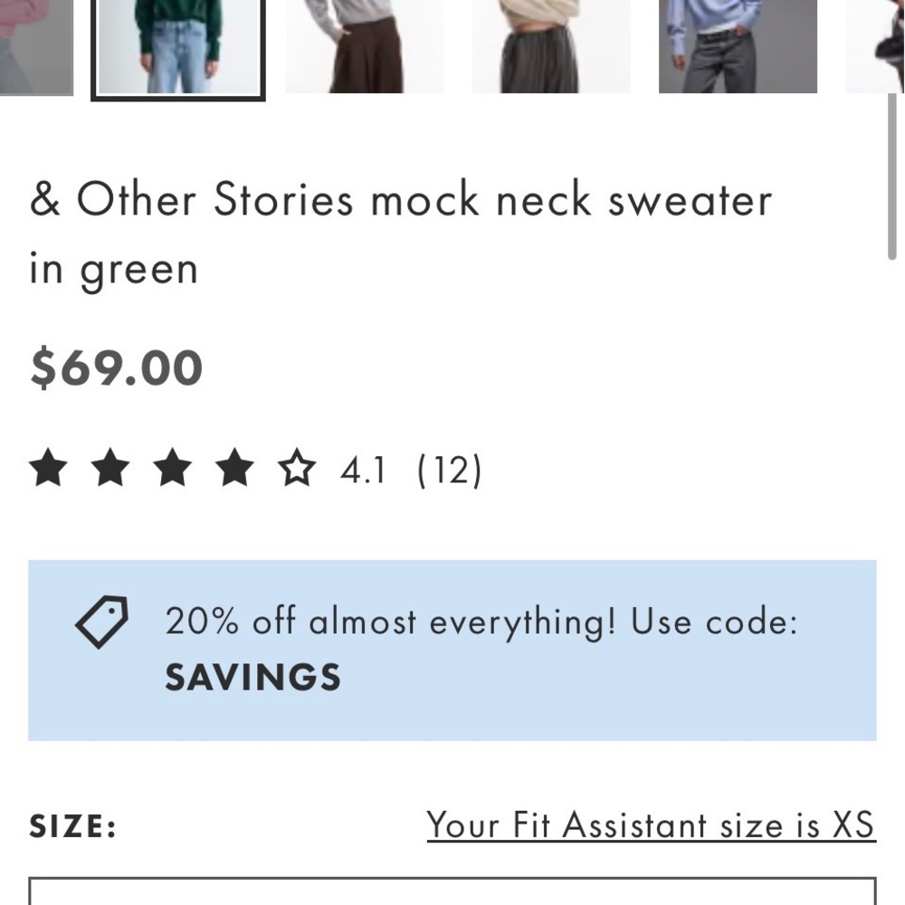 & Other Stories Deep Green Crew Neck Sweater from ASOS - Picture 3 of 4